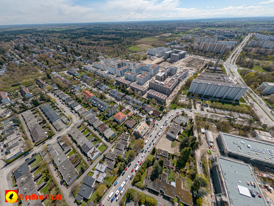 21.04.2023 - Luftbilder von der Baustelle Alexisquartier und Pandion Verde in Neuperlach